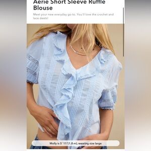 Aerie Short Sleeve Ruffle Blouse